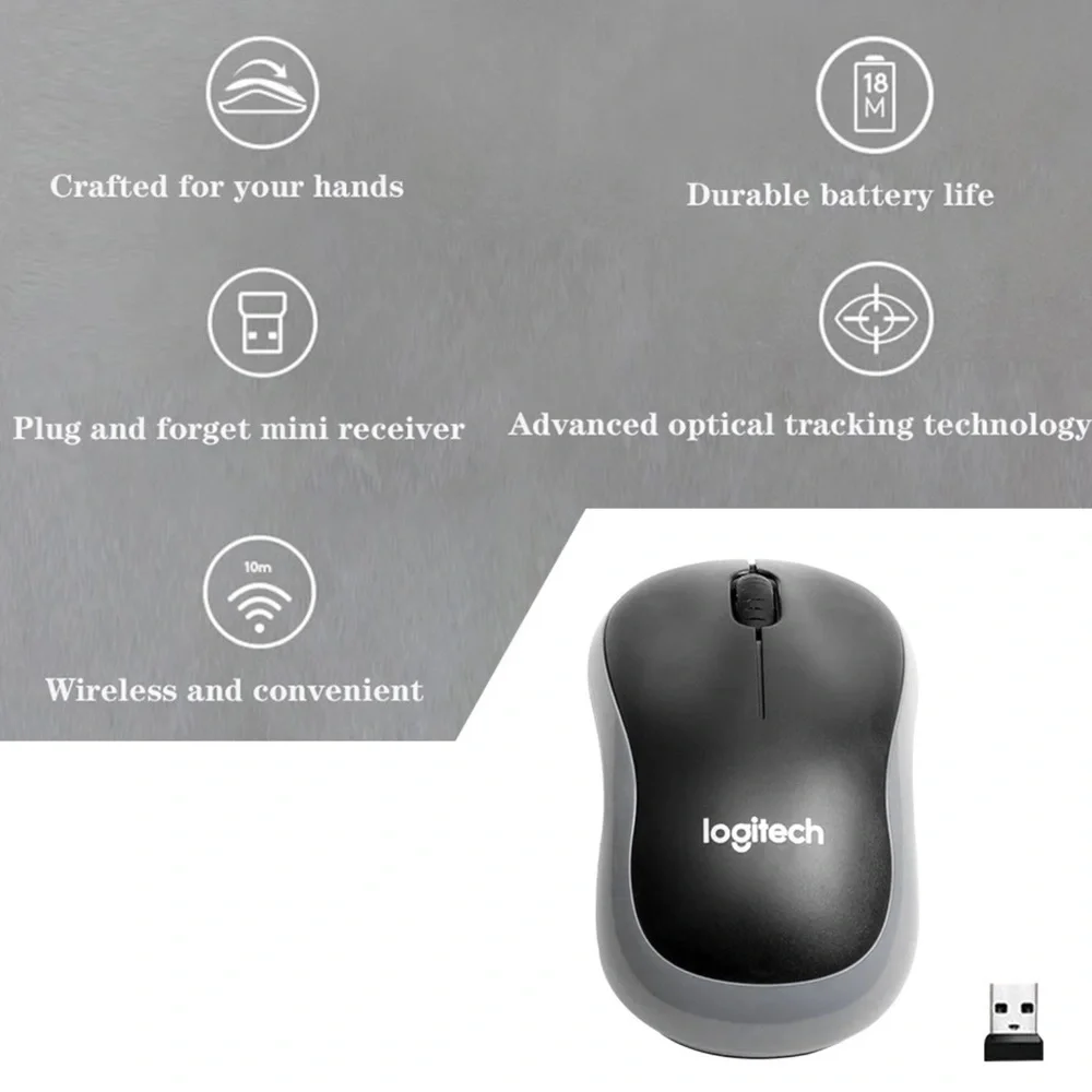 Logitech M185 Wireless Mouse Silent Gaming Optical Navigation Mice for PC/Laptop